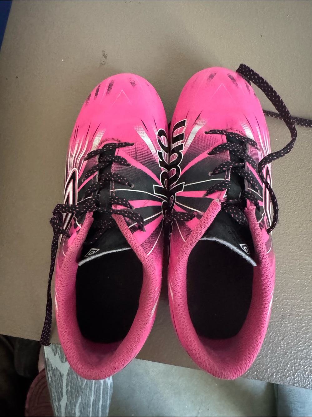 Umbro Kids Pink and Black soccer cleats